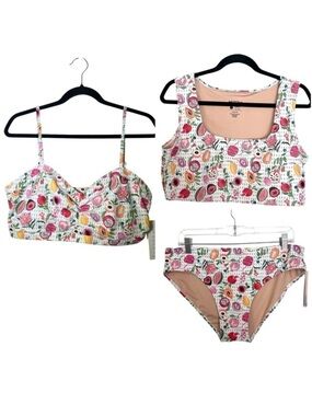 Mott50 Fresco Crush Fruit Print 3 Piece Bikini NWT XL